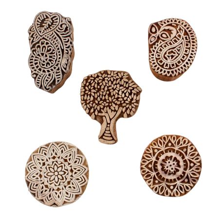 Set of 5 Piece New Mix Wooden Printing Blocks